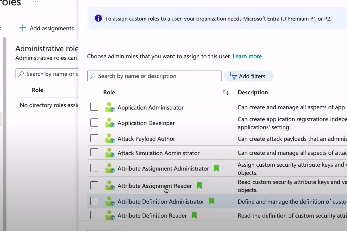 Choose a role From the List